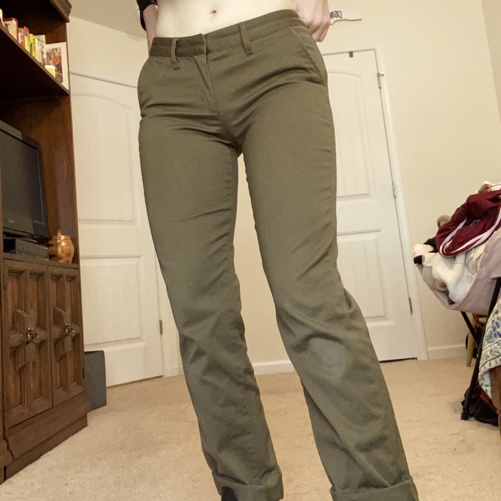 Green straight leg pants